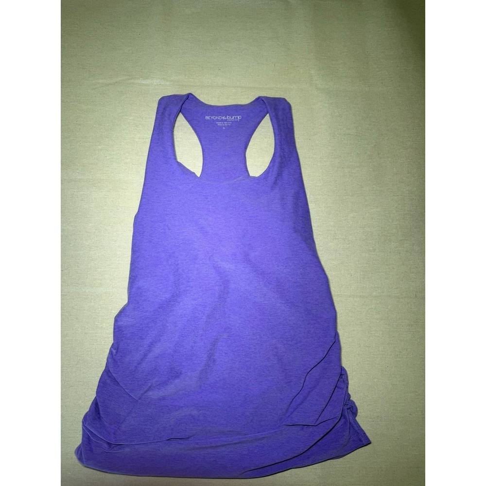 Beyond the Bump by Beyond Yoga Maternity Racerback Tank Top Purple XL Ruched